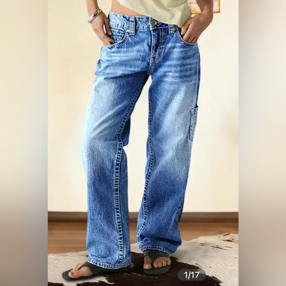 Flamingals Wash Multi Pocket Mid Rise Straight Leg Jeans